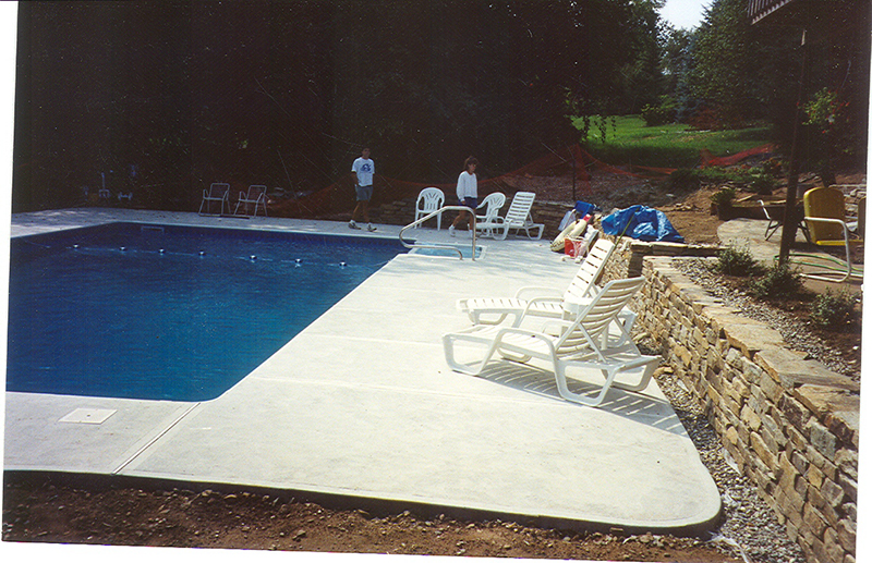 Swimming pool and stamped concrete project example 208